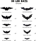 🦇 3D LED Flying Bats Halloween Wall Decor | 12-60PCS Realistic Bat Stickers with Lights