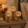 🎃 Last Day 50% OFF✨-🕯️ Set of 3 White Pumpkin Candle Holders for Cozy Autumn Home Decor ✨