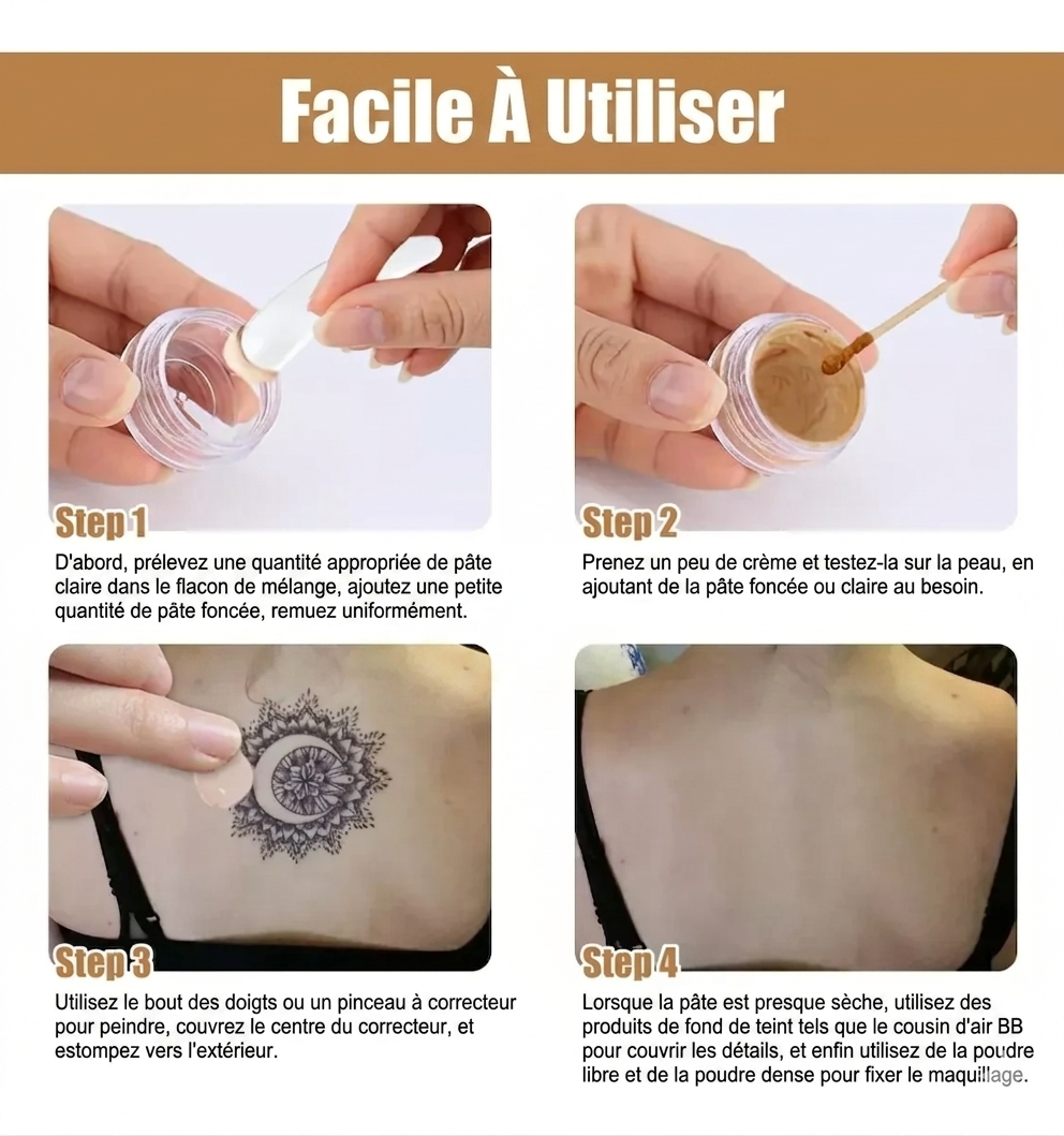 Kit Correcteur de Teint Haute Couvrance – Waterproof & Sur-Mesure Masquez tatouages
