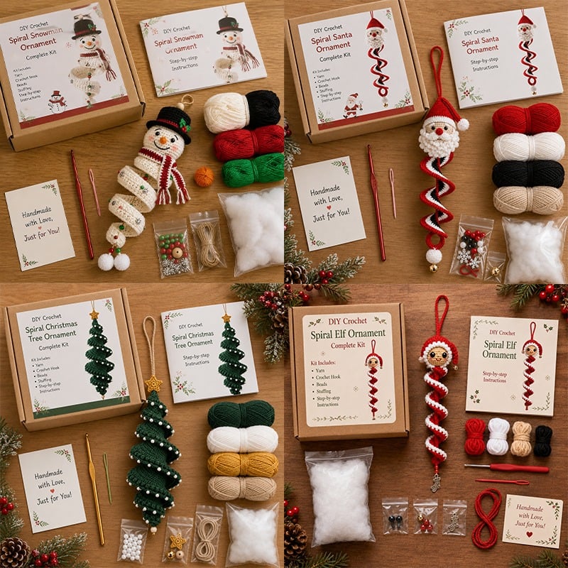 🔥HOT SALE🔥50% OFF - 🎅🌲Crochet Snowman Spiral Oranment DIY Kit