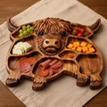 Highland Cow Wooden Charcuterie Board,Wooden Cow Food Platter for Snack