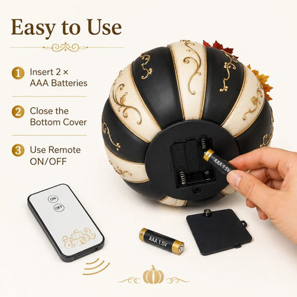 🔥 Last Day 50% OFF✨-Lighted Black & Ivory Pumpkin Decor with Remote