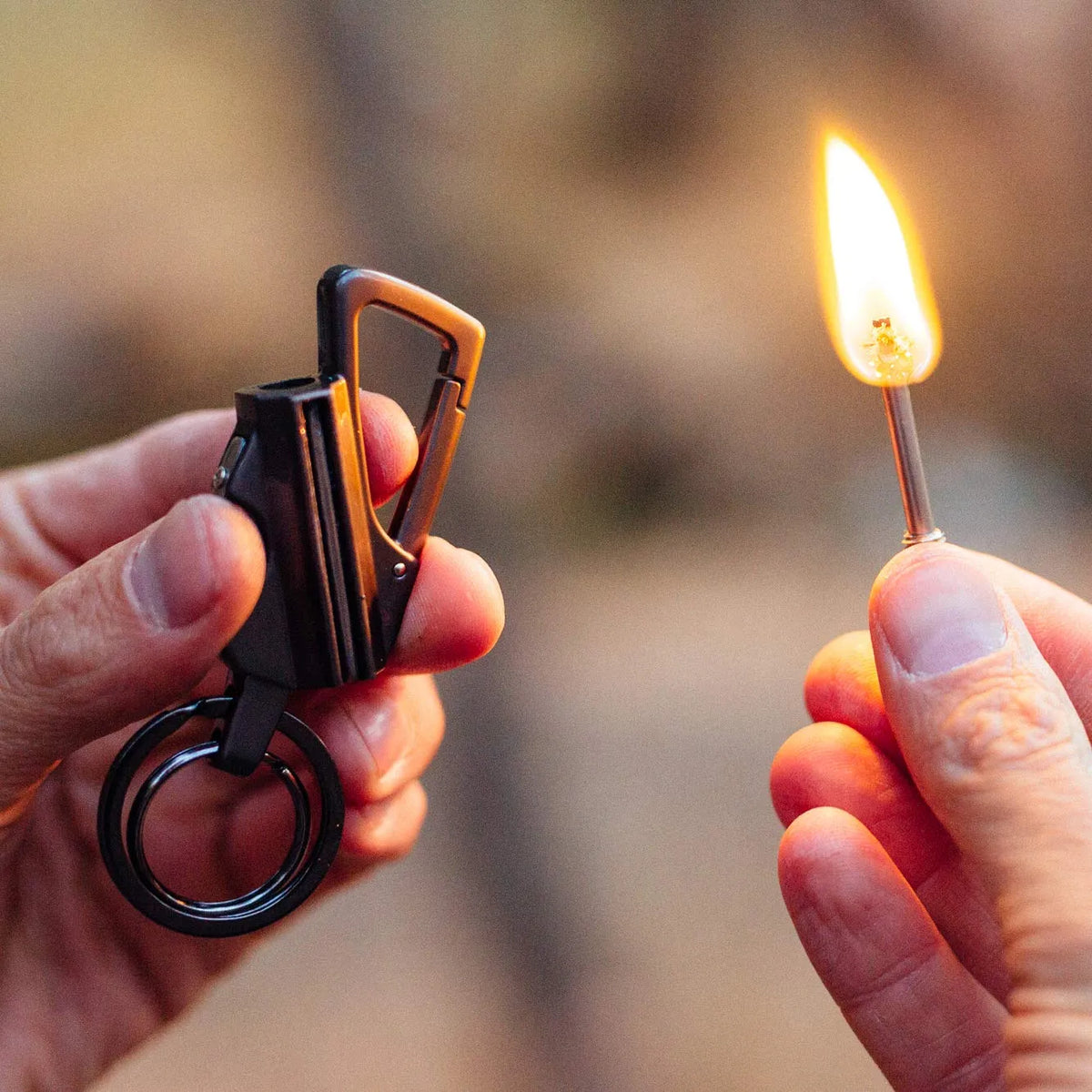 3-in-1 Permanent Match & Carabiner Keychain