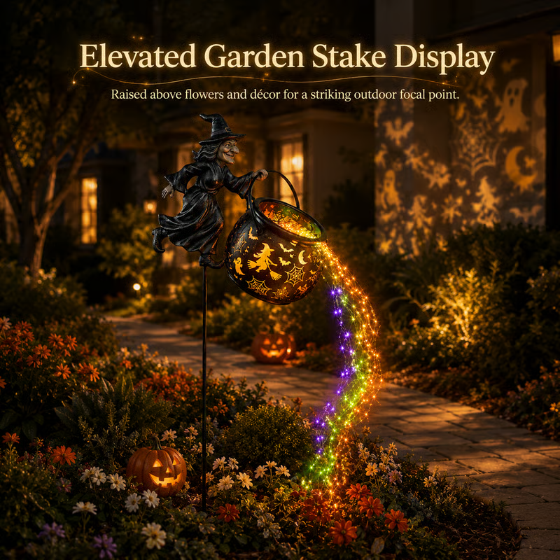 🧙‍♀️ Halloween Witch Cauldron Garden Light | Spooky Outdoor Decor for Yard & Pathway 🎃