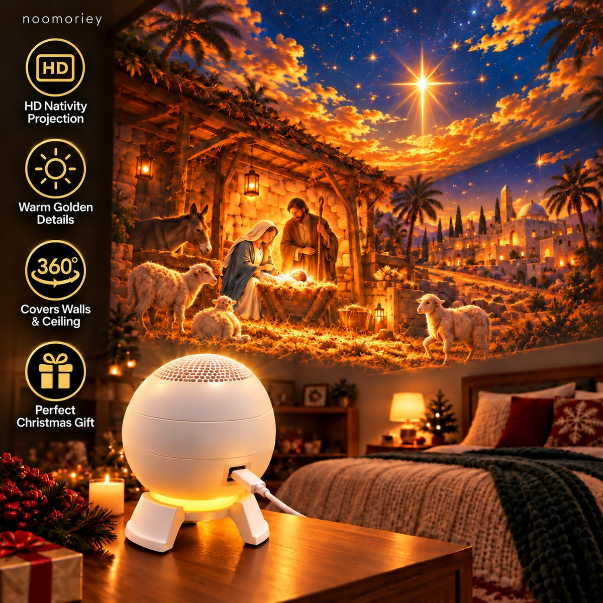 ✝️🌟 Nativity Christmas 5D Projection Light – Transform Any Room Into the Night of Bethlehem