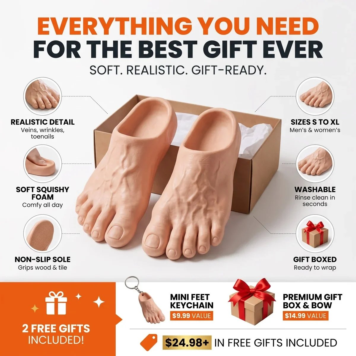 🔥Last Day 49% OFF – The Big Toe Energy Slides – Realistic Giant Foot Slippers