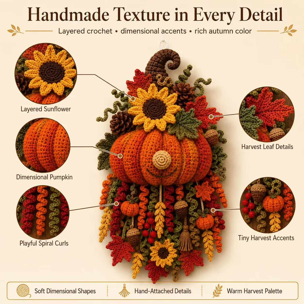 ⏰Last day Promotion 🔥-🧶 DIY 3D Crochet Door Hanger Kit for Creative Seasonal Home Decor ✨💕
