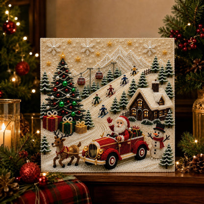 🎅 🎄 Premium 3D Pearl Christmas Wall Art Kit | Luxury Flocked Canvas with Scratch-Resistant Non-Fading Pearl Beads DIY Holiday Decor⛄️❄️