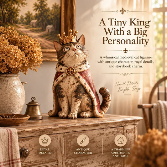 👑 Holiday Celebration 50% OFF ✨-⚜️ Meet the Royal Cats – 5 Vintage Figurines 🐈