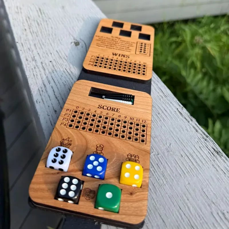 🔥 Last Day 50% OFF✨-⚓Ship, Captain, Crew Wooden Dice Game for Family Fun & Travel 🎲