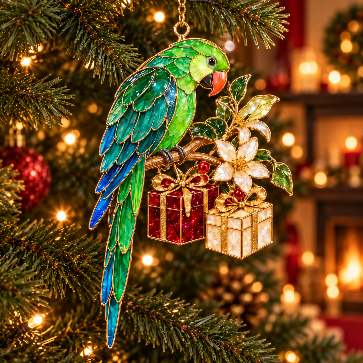 🦜 Holiday Celebration 50% OFF ✨-Colorful Tropical Parrot Christmas Ornaments Set of 6 🌴