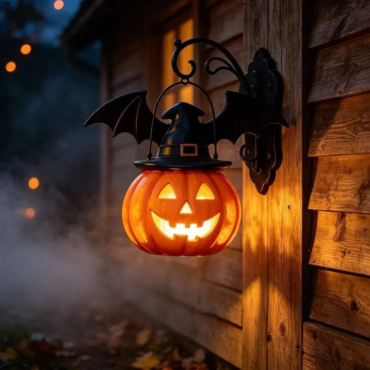 🎃Last Day 50% OFF✨-🦇Bat Hat Pumpkin Wall Lamp for Spooky, Cozy & Festive Home Decor 👻
