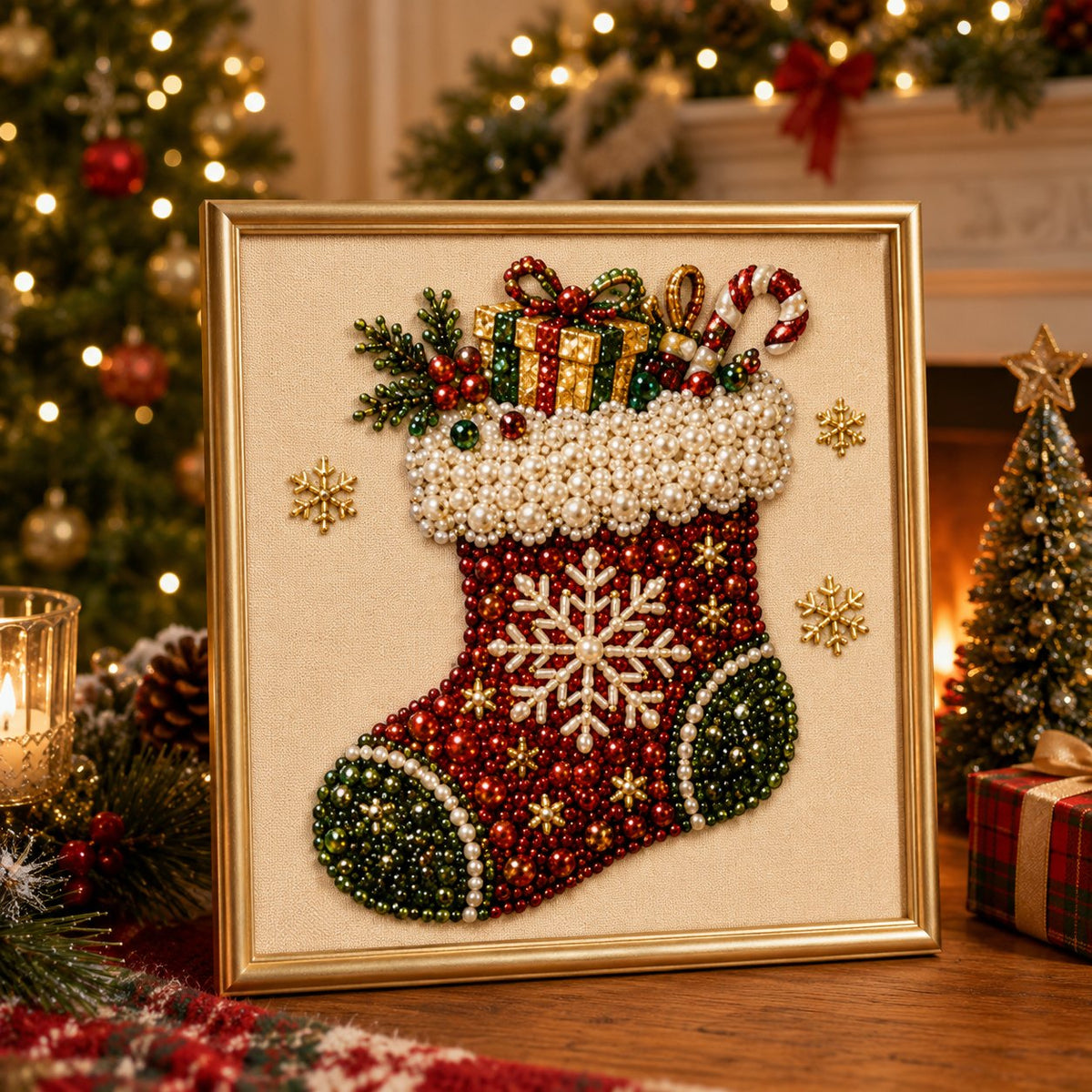 DIY Christmas Pearl Diamond Painting Art Kit With Frame Relaxing & Beginner-Friendly