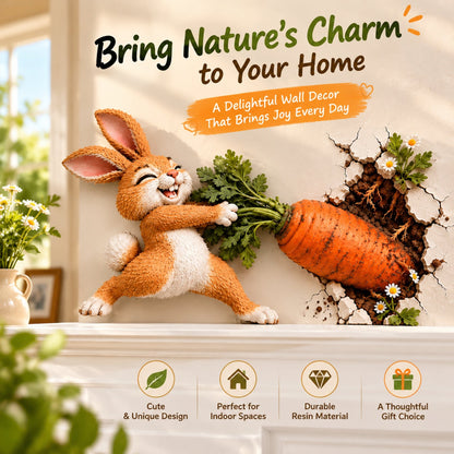 🥕 Holiday Celebration 50% OFF ✨-🐰Funny Bunny Pulling Carrot Wall Decor 🌿