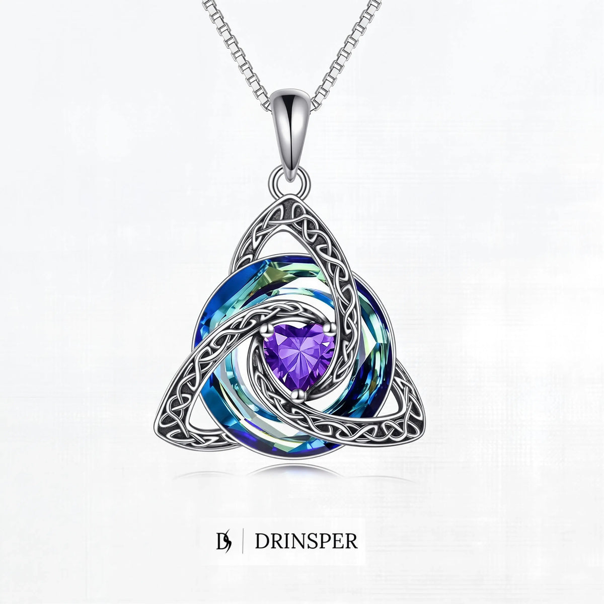 ✨ 50% OFF – Birthstone Celtic Trinity Knot Necklace – Silver-Plated Crystal Pendant Jewelry