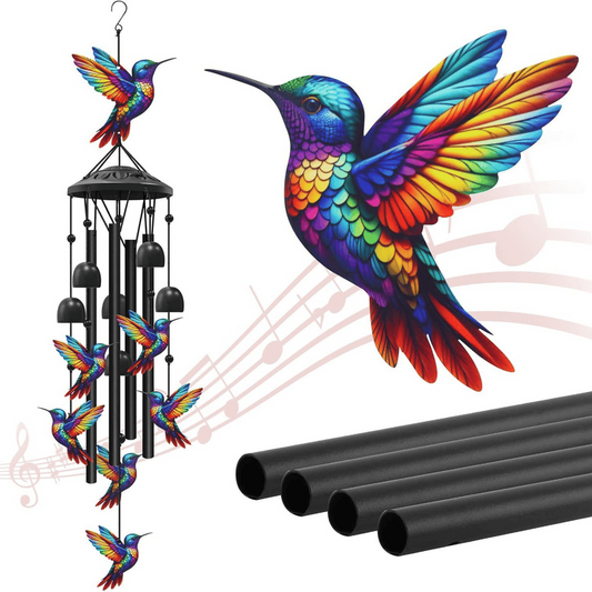 ⏰Last day Promotion 🔥-✨ Vintage Hummingbird Wind Chime with Beautiful Bells for Outdoor Decor 🐦