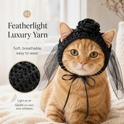 🥳HOT SALE💞50% OFF-🐱 Handmade Gothic Crochet Cat Hat for Cute, Unique & Spooky Style 🖤