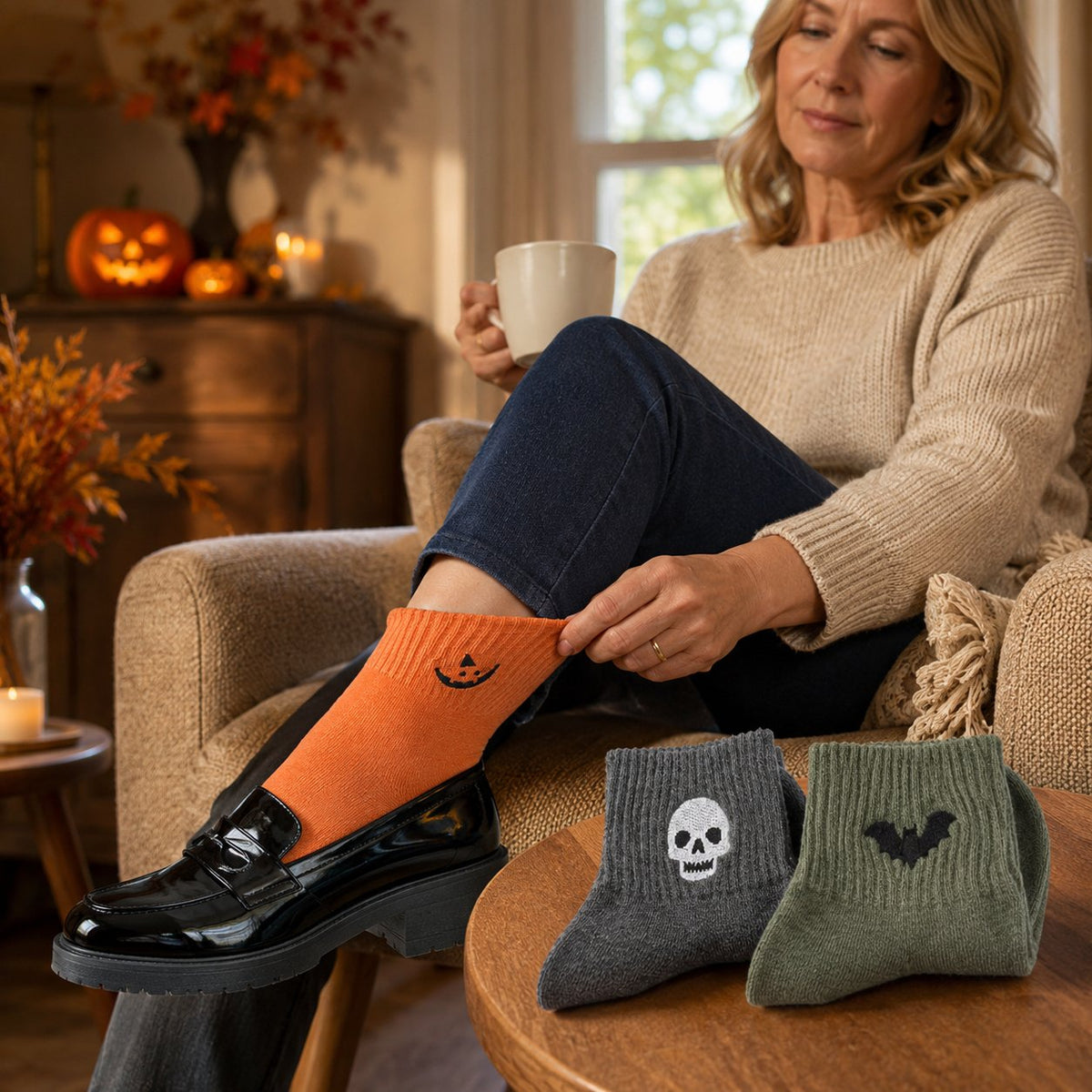 🎃Viral Halloween Embroidered Crew Socks – Cute Spooky Knit Socks | 100% Cotton✨