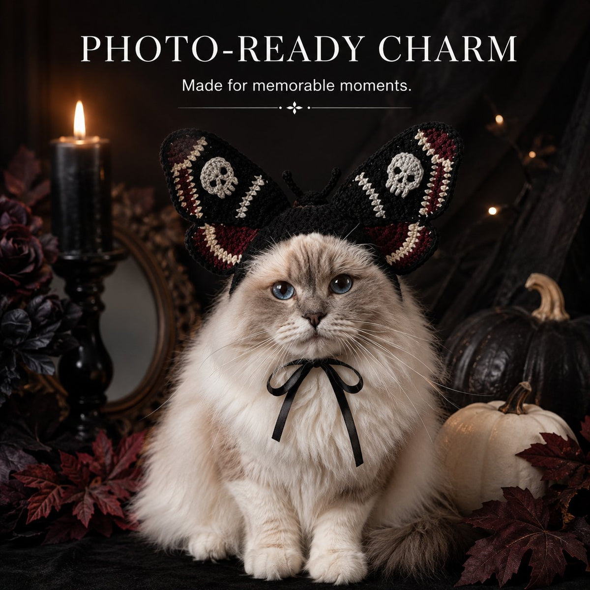 🥳HOT SALE💞50% OFF-🐱 Handmade Gothic Crochet Cat Hat for Cute, Unique & Spooky Style 🖤