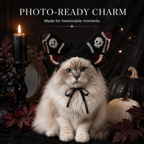 🥳HOT SALE💞50% OFF-🐱 Handmade Gothic Crochet Cat Hat for Cute, Unique & Spooky Style 🖤