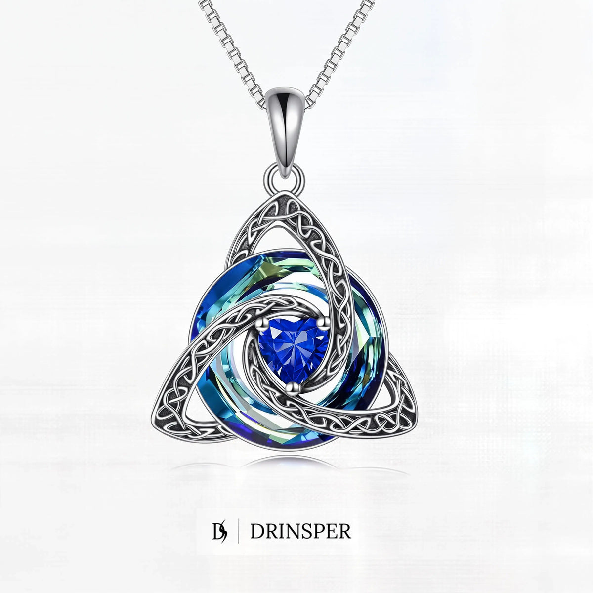 ✨ 50% OFF – Birthstone Celtic Trinity Knot Necklace – Silver-Plated Crystal Pendant Jewelry