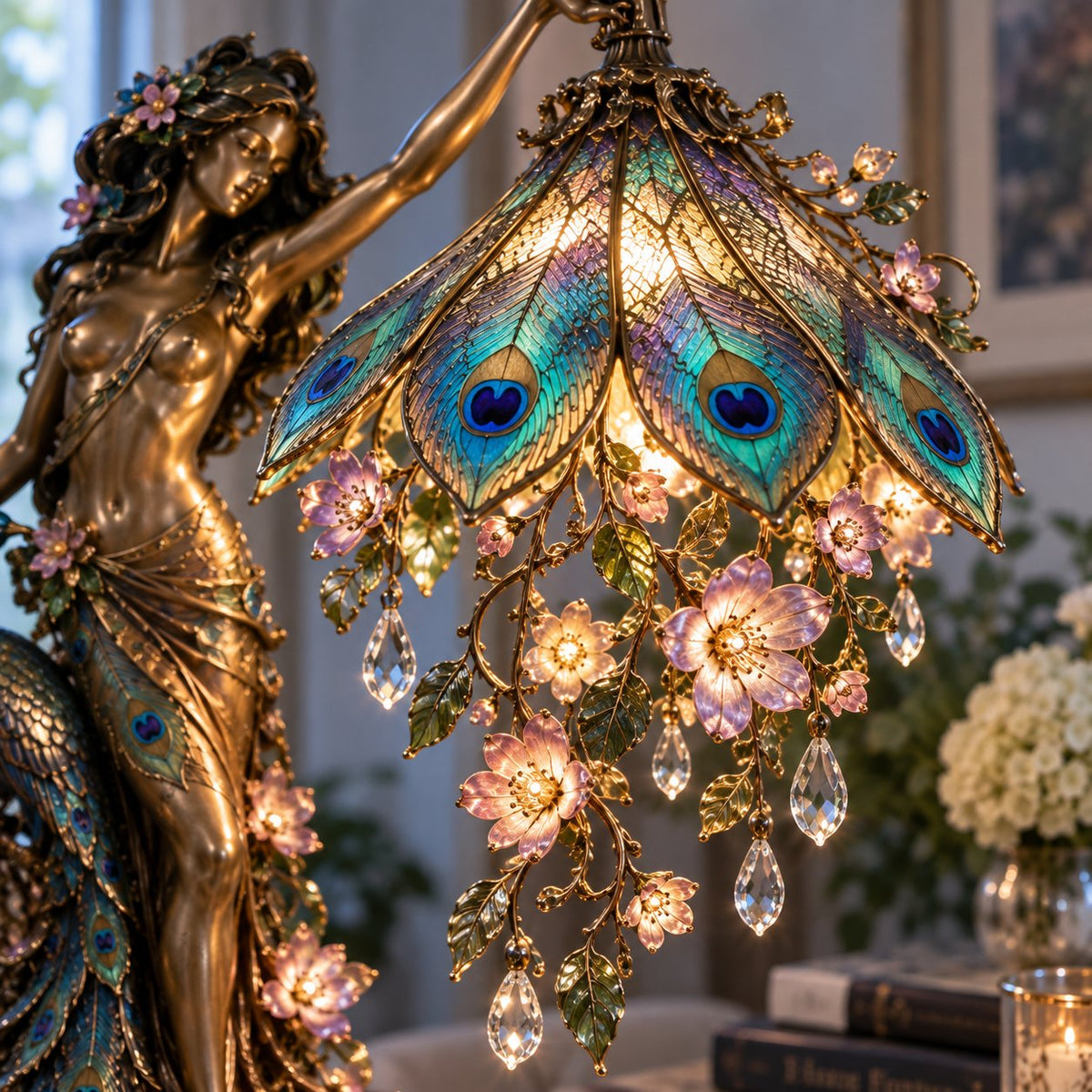 🎁 Last Day 50% OFF✨-✨Peacock Goddess Table Lamp| Elegant LED Decor Lamp🦚