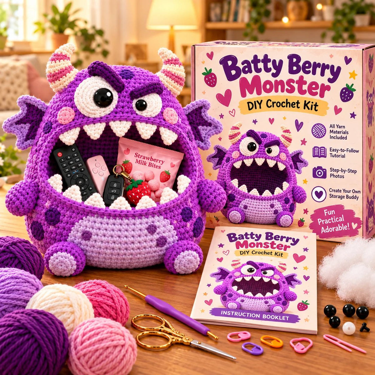 👾 Last Day 50% OFF✨-🧶Cute Hungry Monster Crochet Storage Buddies for Clutter ✨