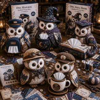 🔥Last day Promotion -🦉 Charming Owl Tissue Box Cover with This Easy DIY Sewing Kit ✨