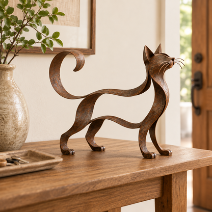 🐱 Maine Coon-style metal cat sculpture