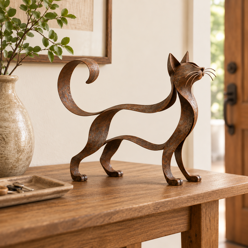 🐱 Maine Coon-style metal cat sculpture