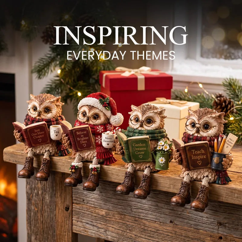 🍂 Holiday Celebration 50% OFF ✨-🦉Heartwarming Reading Owl Figurine for Cozy Book Lover Decor 📚