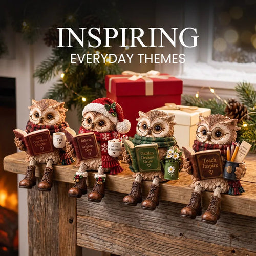 🍂 Holiday Celebration 50% OFF ✨-🦉Heartwarming Reading Owl Figurine for Cozy Book Lover Decor 📚