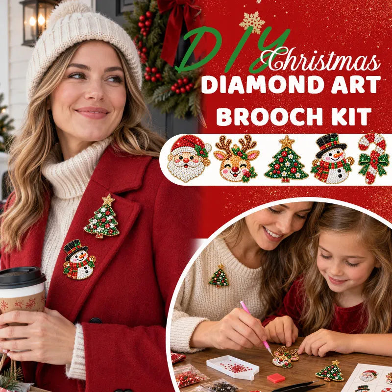 ⏰Last day Promotion 🔥-🎄DIY Christmas Diamond Brooch Kit with 6 Festive Designs 🎁