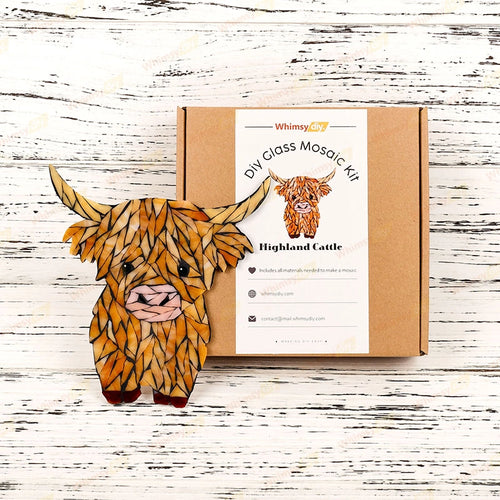 Whimsy DIY Highland Cow Glass Mosaic Kit Puzzles