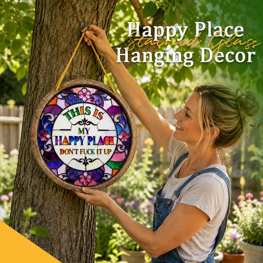 ⏰Last day Promotion 🔥-🌈Colorful Garden Welcome Sign – Vintage Stained Glass Style Outdoor Decoration🌸