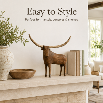 🔥 Today Only 50% OFF-🐂Vintage Longhorn Bull Sculpture