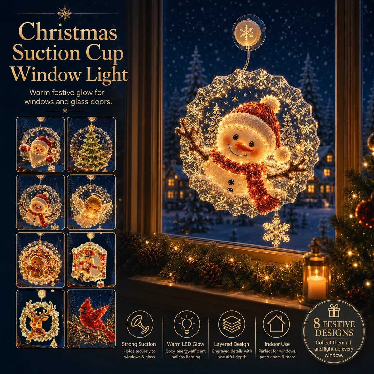 🔥 Last Day 50% OFF✨-🎄Lighted Christmas Window Decor with Warm LEDs🪟