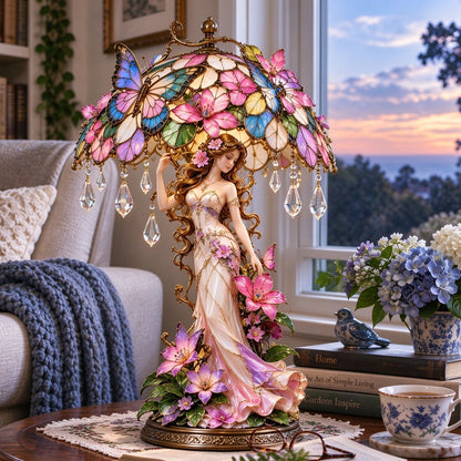 🦋Last day Promotion 🔥-🌸 Enchanted Butterfly Garden Lady Glowing Flower Lamp ✨