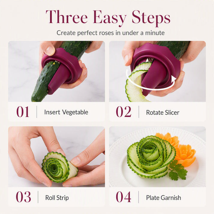 🌹 50% OFF + BUY 1 GET 2 FREE! 🥕 Manual Vegetable Spiralizer & Rose Flower Curler
