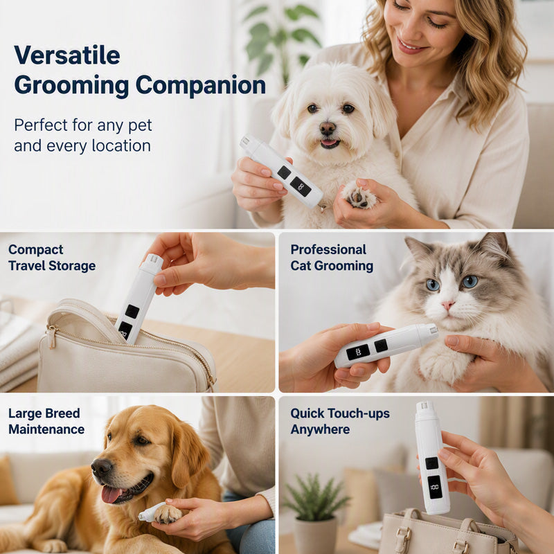 🐾 Electric Pet Nail Grinder with LED Power Display – Quiet Nail Trimmer for Dogs & Cats