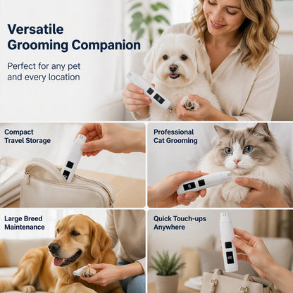 🐾 Electric Pet Nail Grinder with LED Power Display – Quiet Nail Trimmer for Dogs & Cats