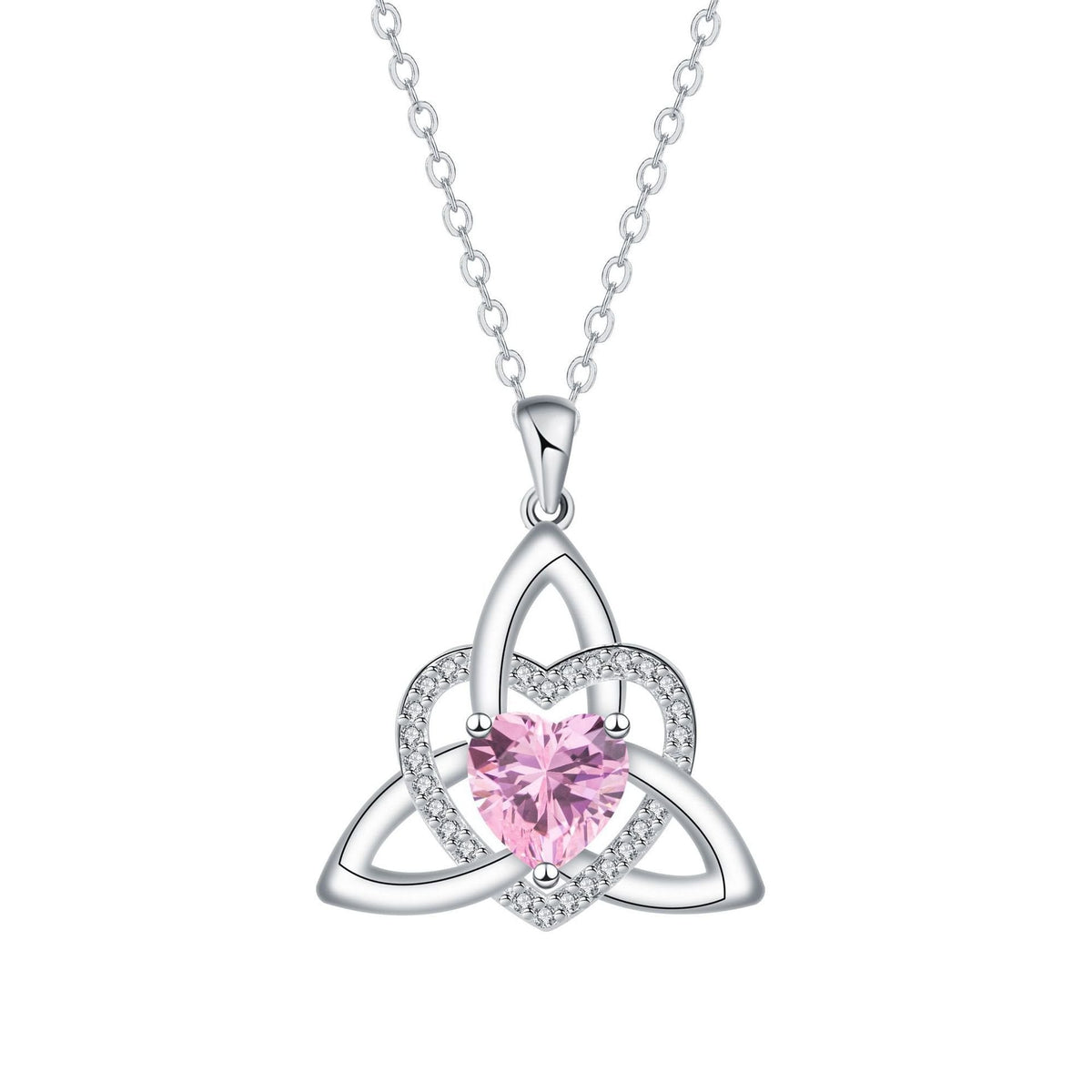 Birthstone Celtic Trinity Knot Heart Necklace✨ Heart Shape Celtic Trinity Knot Birthstone Pendant