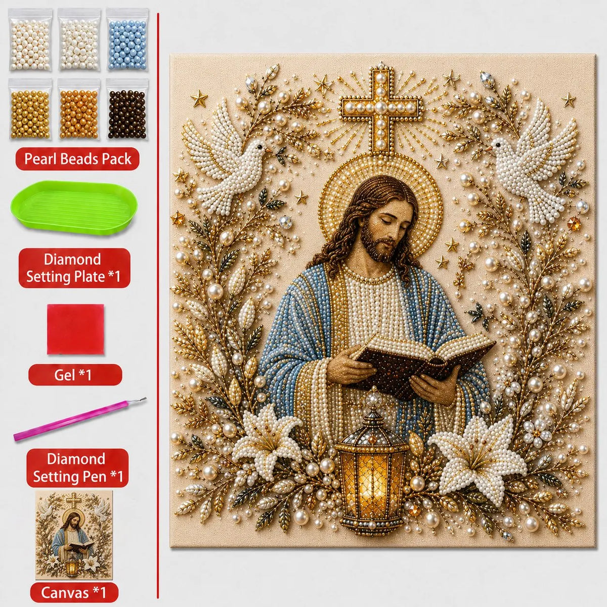 🔥 Last Day 75% OFF – ✝️DIY Jesus Pearl Art Kit – Faith-Inspired 3D Beaded Christian Wall Artwork