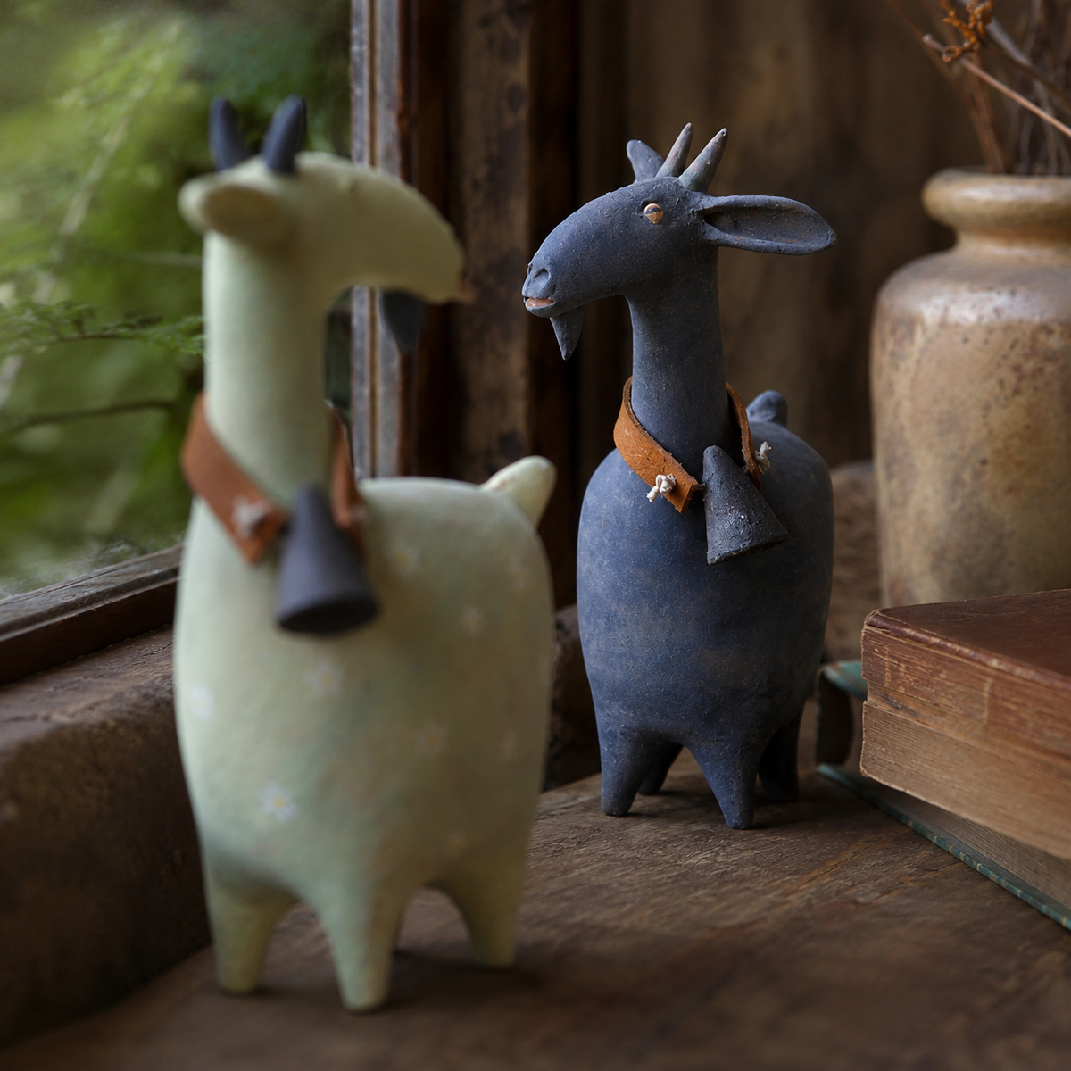 🔥 Holiday Celebration 50% OFF ✨-🐐Whimsical Farmhouse Goat Figurines Set of 2 for Cozy Rustic Home & Garden Decor 🌾