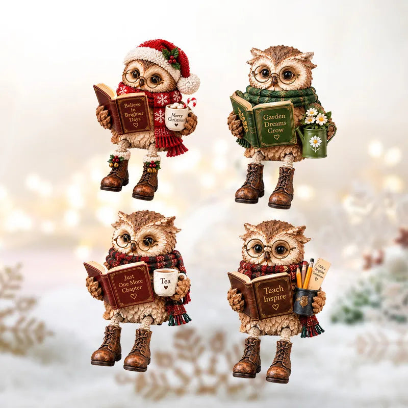 🍂 Holiday Celebration 50% OFF ✨-🦉Heartwarming Reading Owl Figurine for Cozy Book Lover Decor 📚