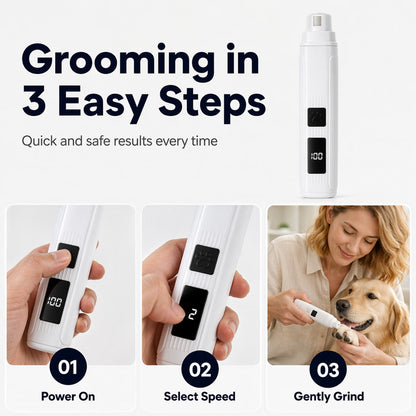 🐾 Electric Pet Nail Grinder with LED Power Display – Quiet Nail Trimmer for Dogs & Cats