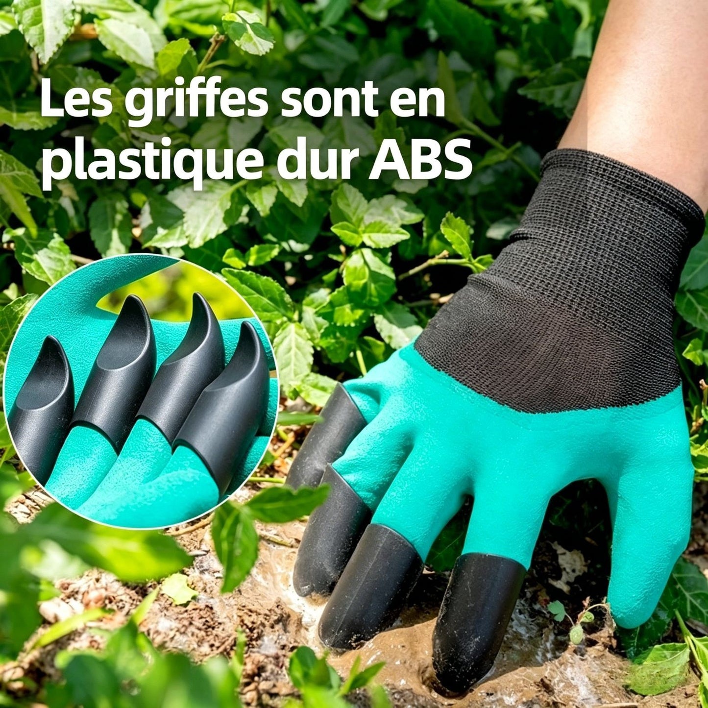 Gants de jardinage avec griffes ABS