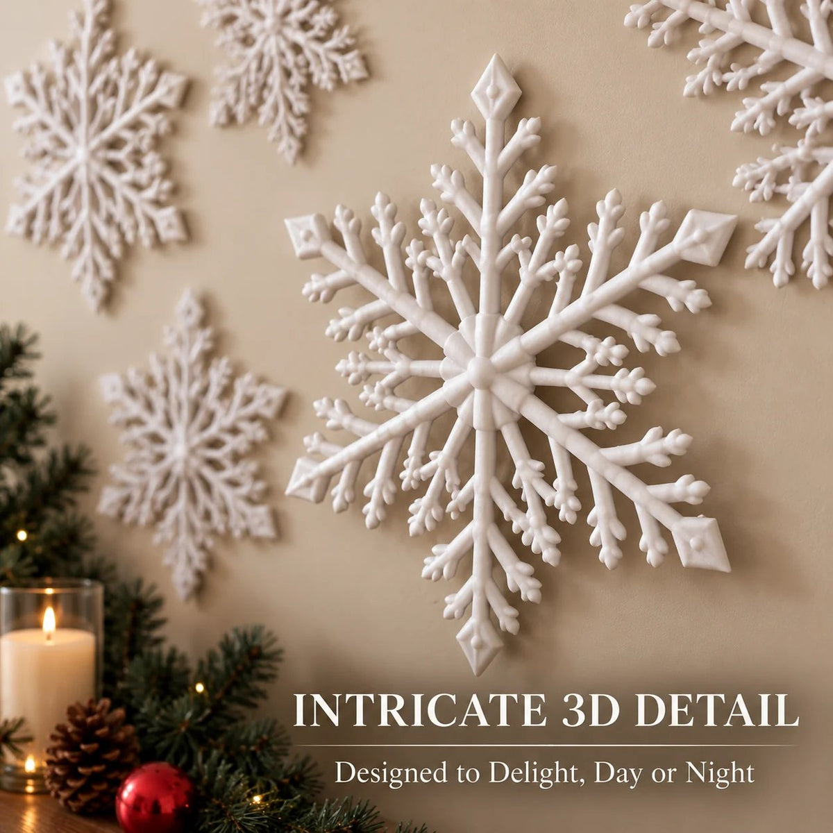 ⏳Last day Promotion 🔥-❄️LED Snowflake Wall Lights with 3D Glow & Remote Control for Magical Christmas Decor ✨