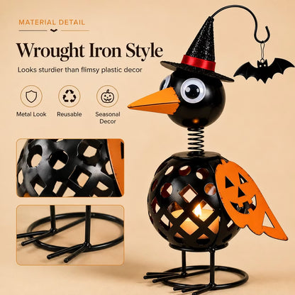🔥Last Day 50% OFF🔥-🐦Wrought Iron Crow and Pumpkin Ornament🎃