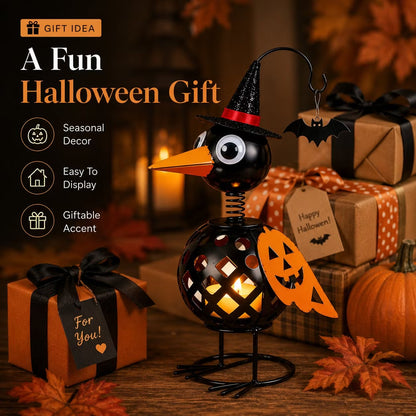 🔥Last Day 50% OFF🔥-🐦Wrought Iron Crow and Pumpkin Ornament🎃
